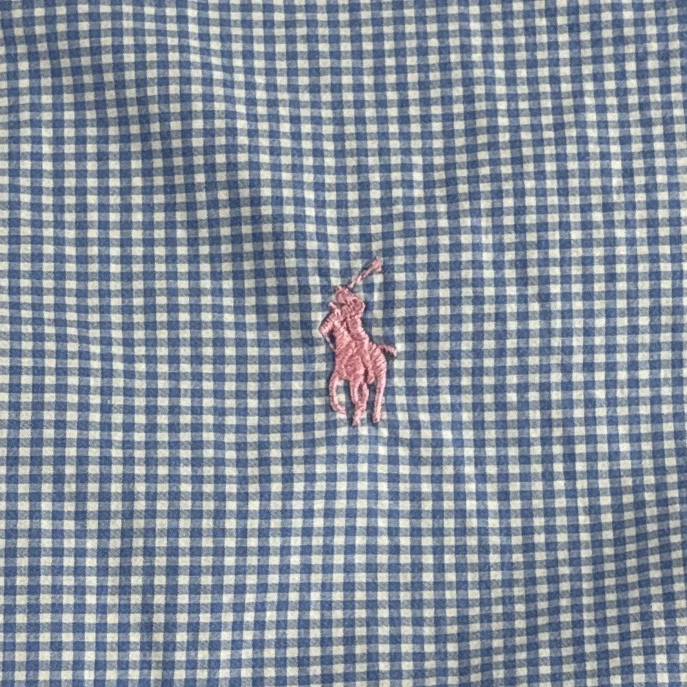 Polo Ralph Lauren Men's XL Blue Gingham Short Sleeve Button Down Pink Pony